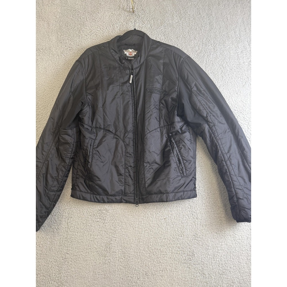 Harley-Davidson Jacket Mens‎ Large Black Quilted Insulated Motorcycle Zip Riding